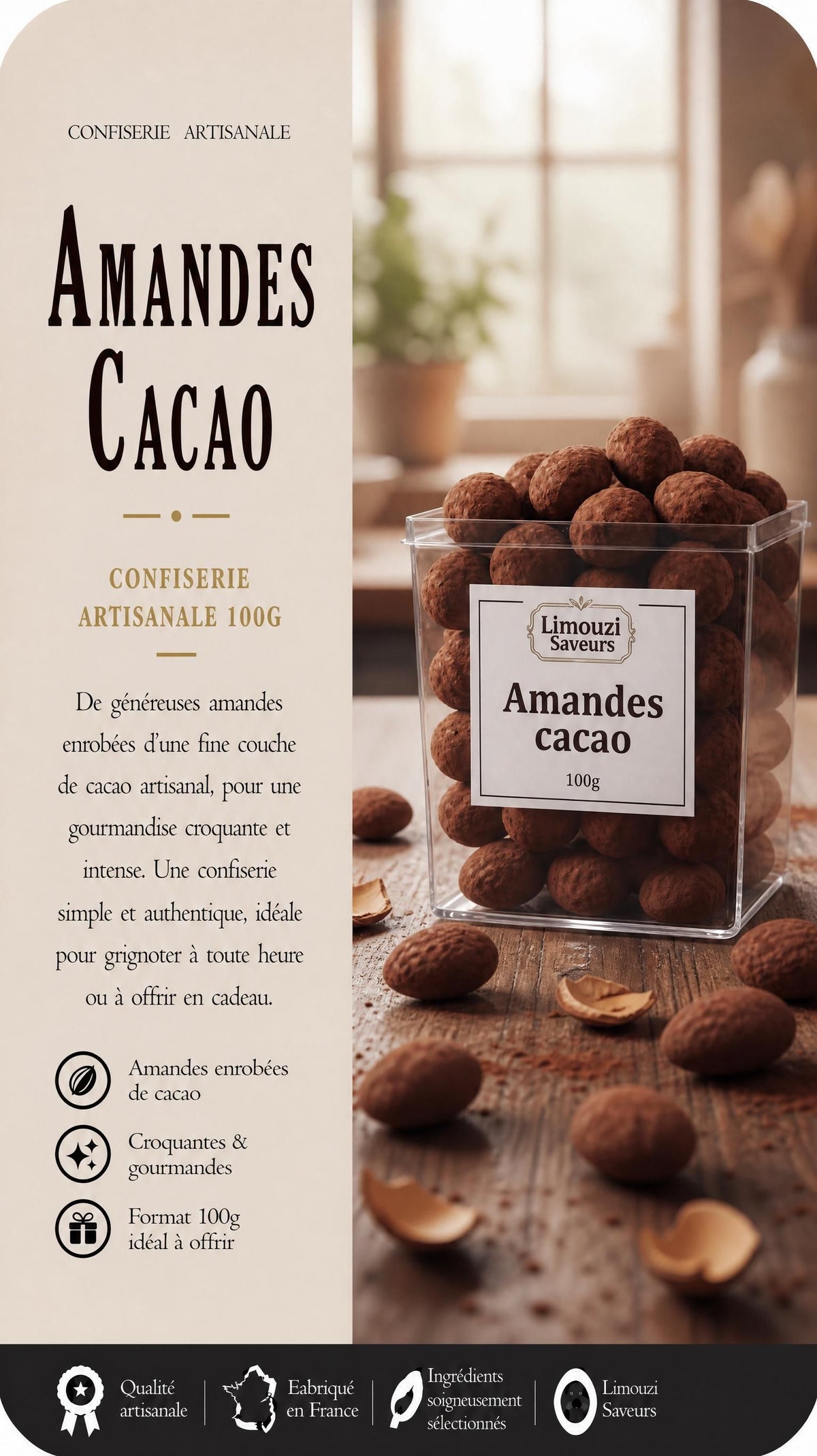 Turbinés Amandes Chocolat Cacao 100g