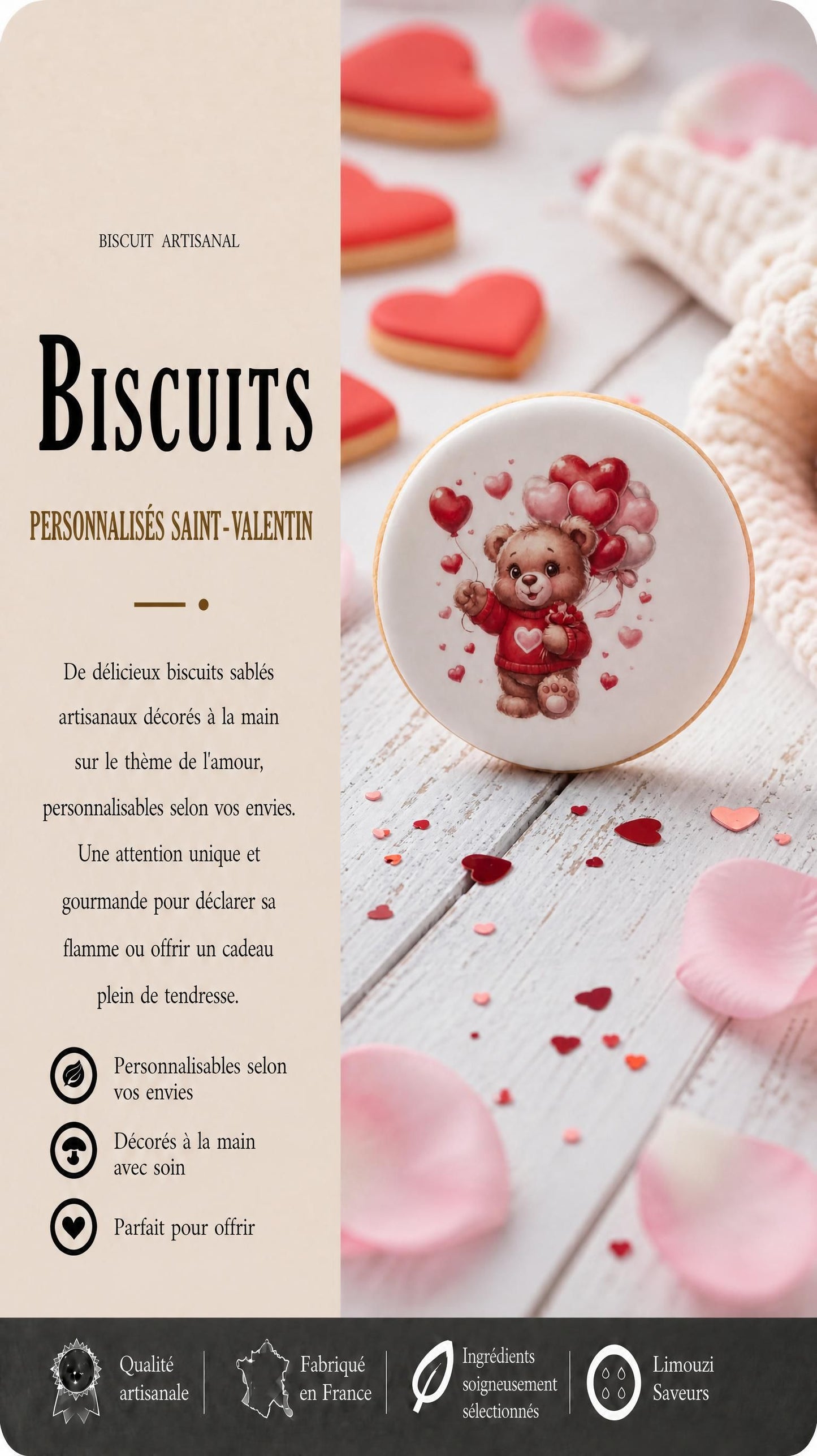 Biscuits Personnalisés "Ourson ballons"