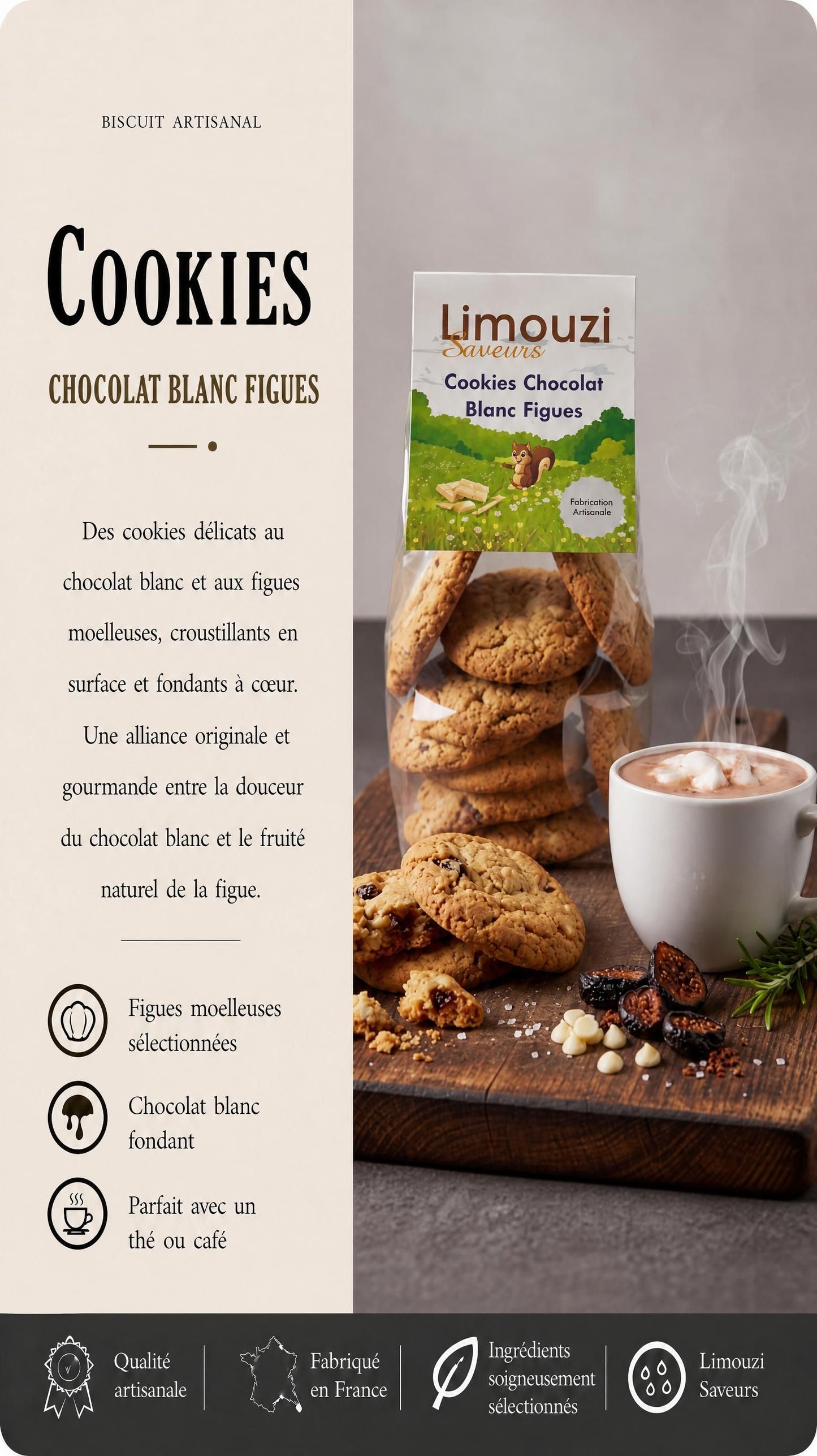 Cookie Chocolat Blanc & Figues 150g
