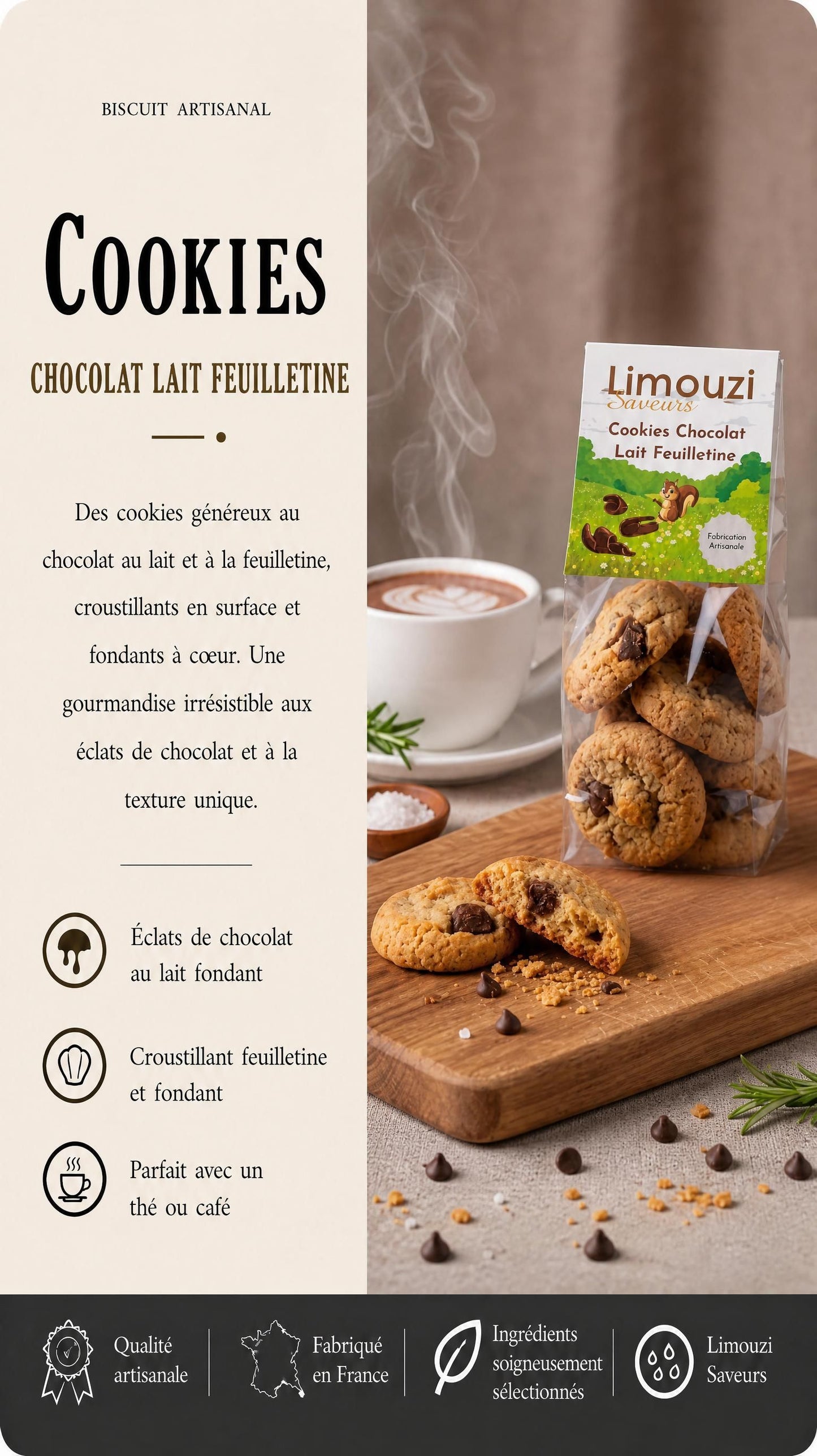 Cookie Chocolat Lait & Feuilletine 150g