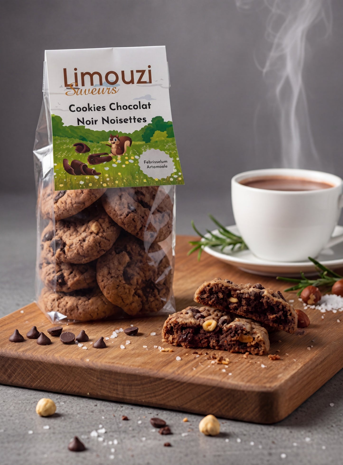 Cookies chocolat noir noisettes 150G