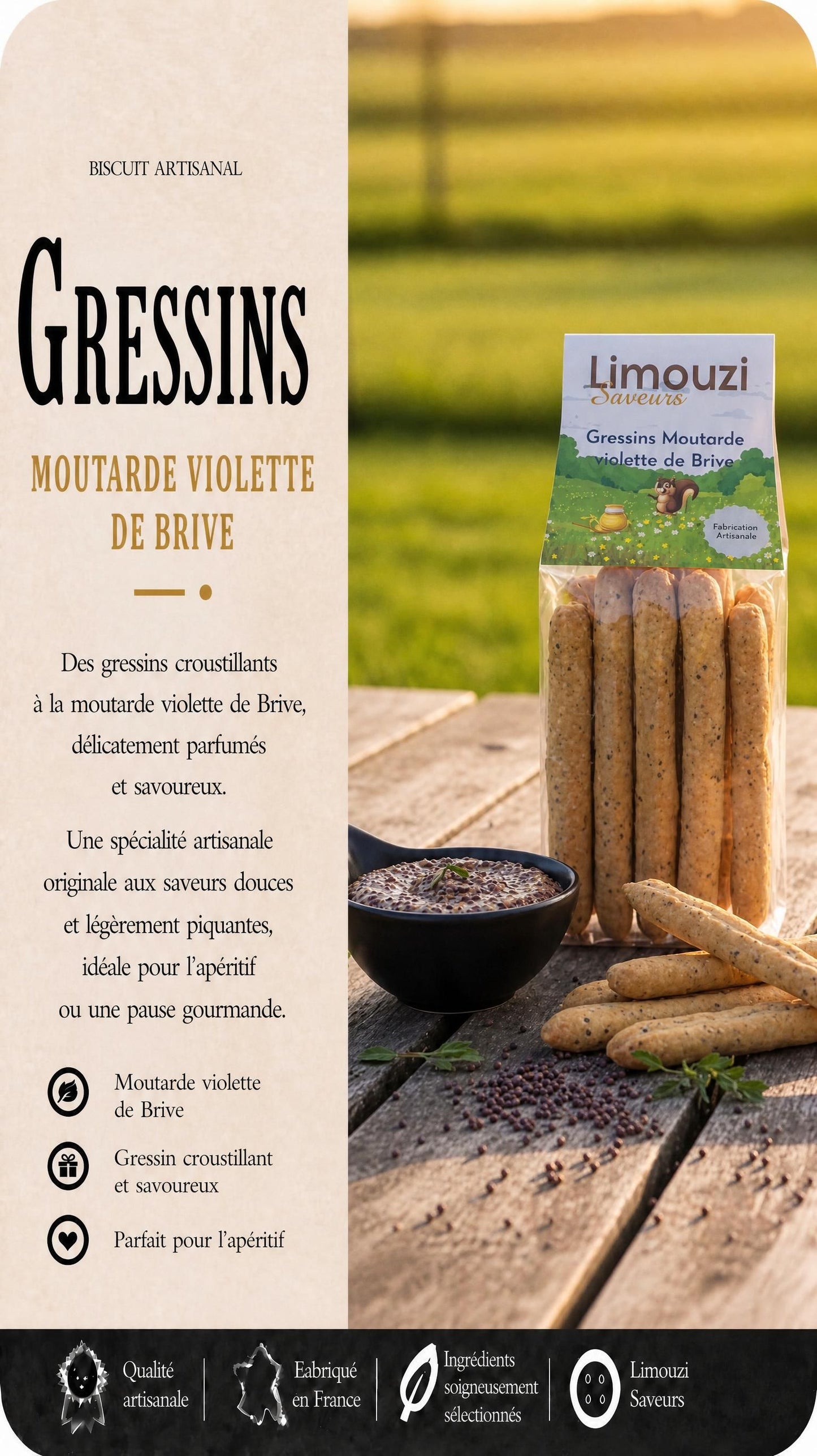 Gressin Moutarde Violette de Brive 110g