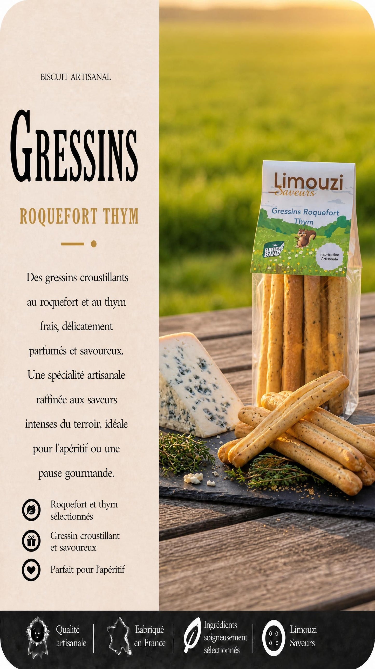 Gressin Roquefort & Thym 110g