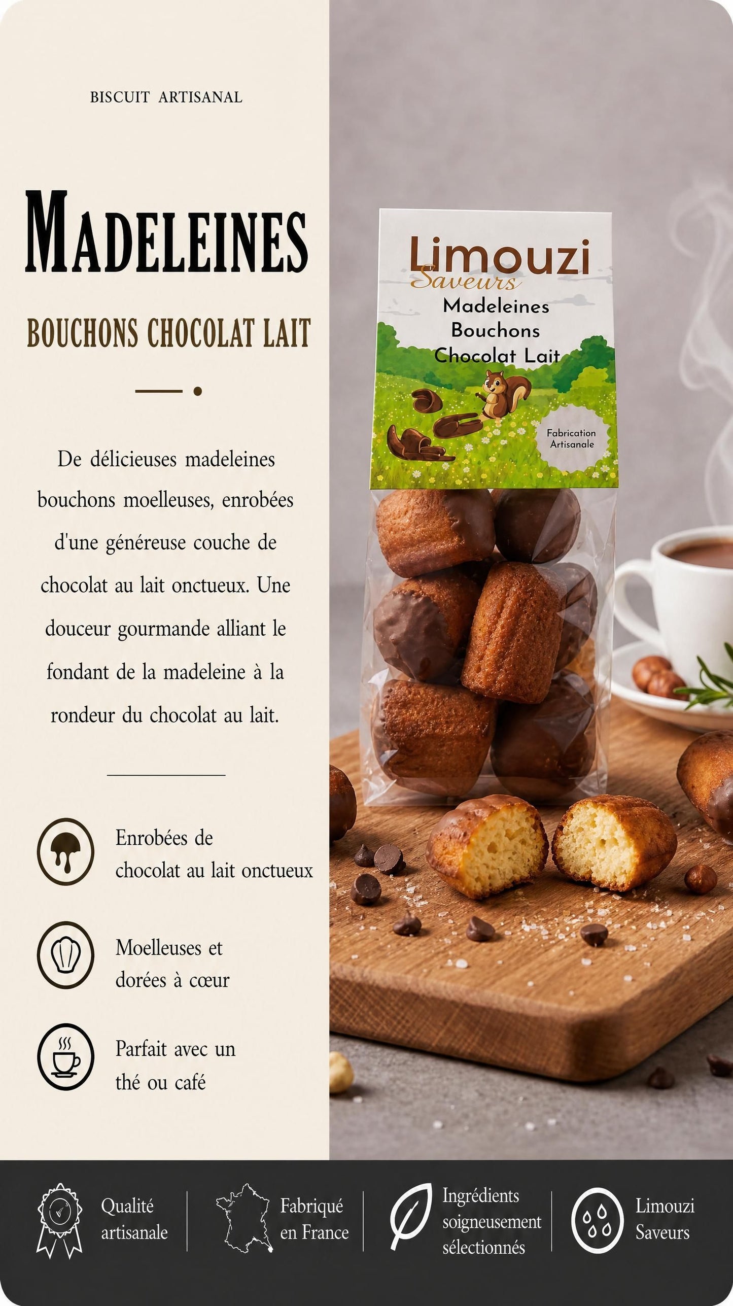 Madeleine Bouchon Chocolat au Lait 150G