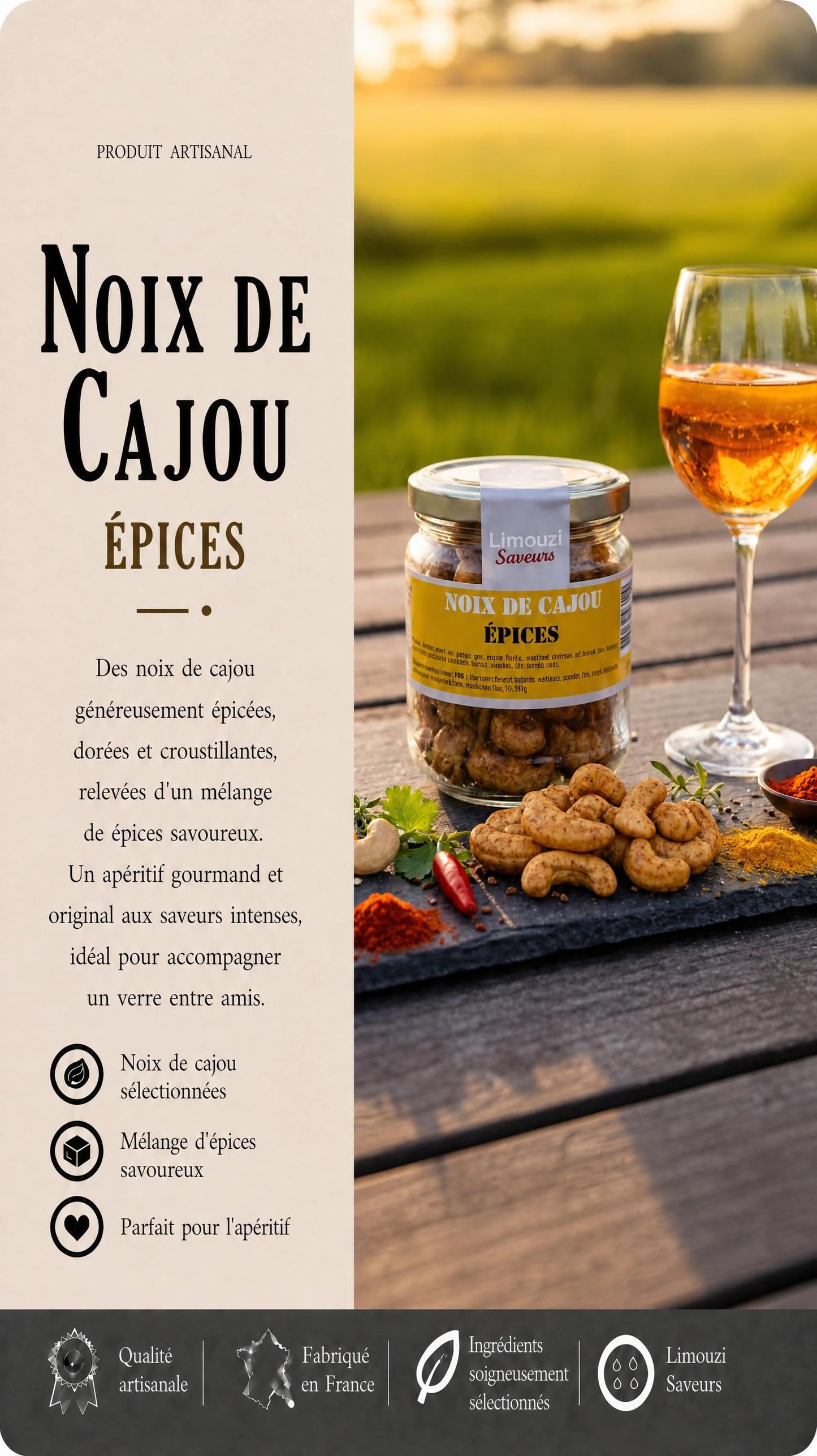 Noix de Cajou Épices 90g