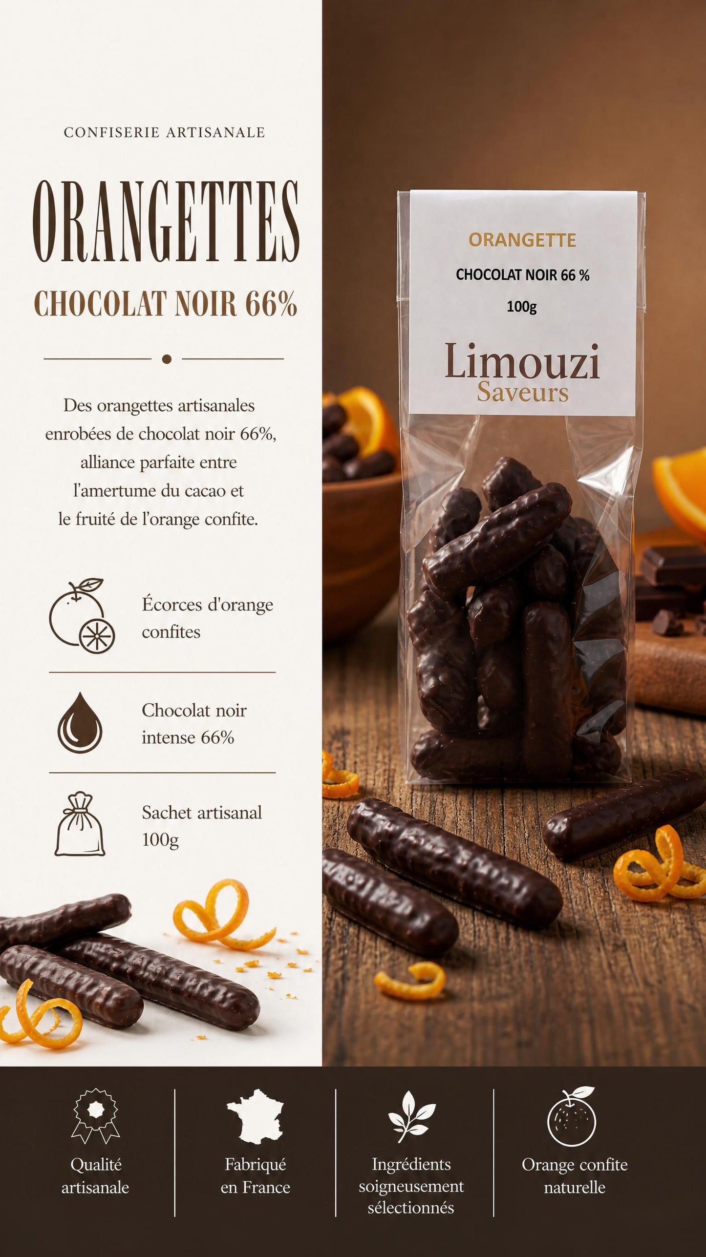 Orangettes chocolat noir 100g