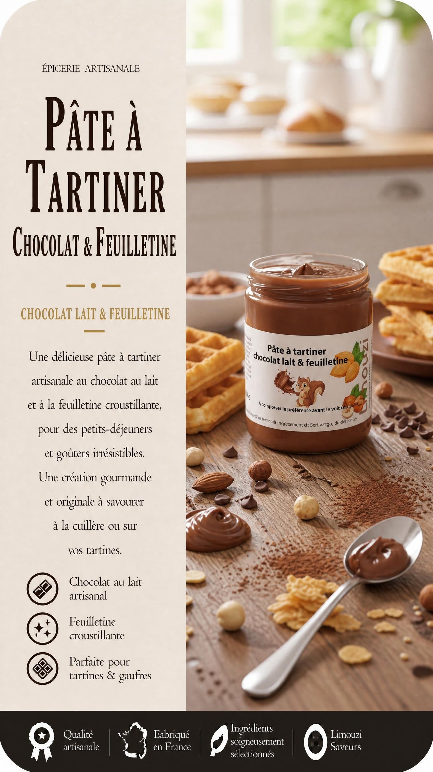 Pâte à Tartiner chocolat Lait & Feuilletine 300g