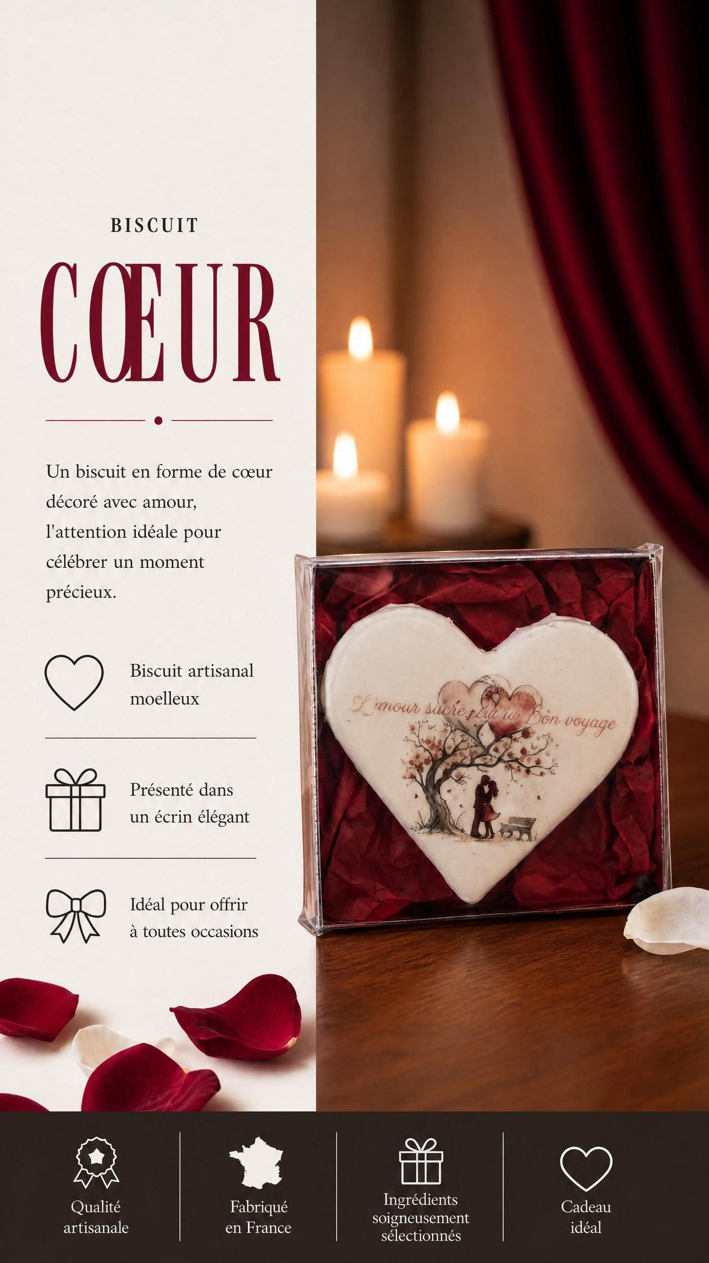 Biscuits Personnalisés Coeur " Phrase "
