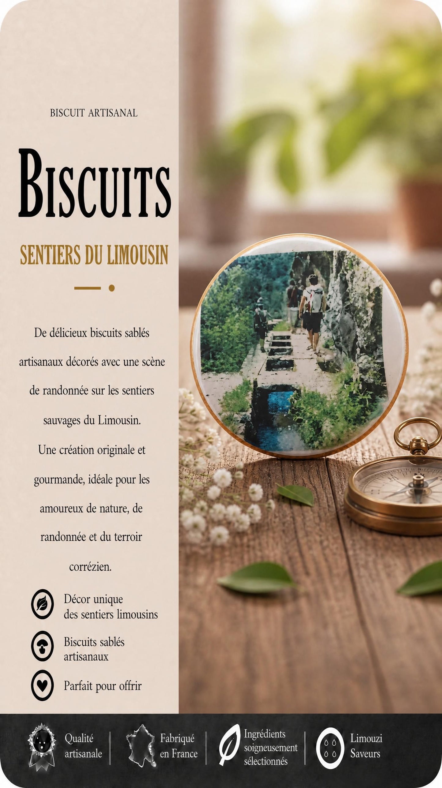 Biscuits Personnalisés "LE CANAL DES MOINES - AUBAZINE"