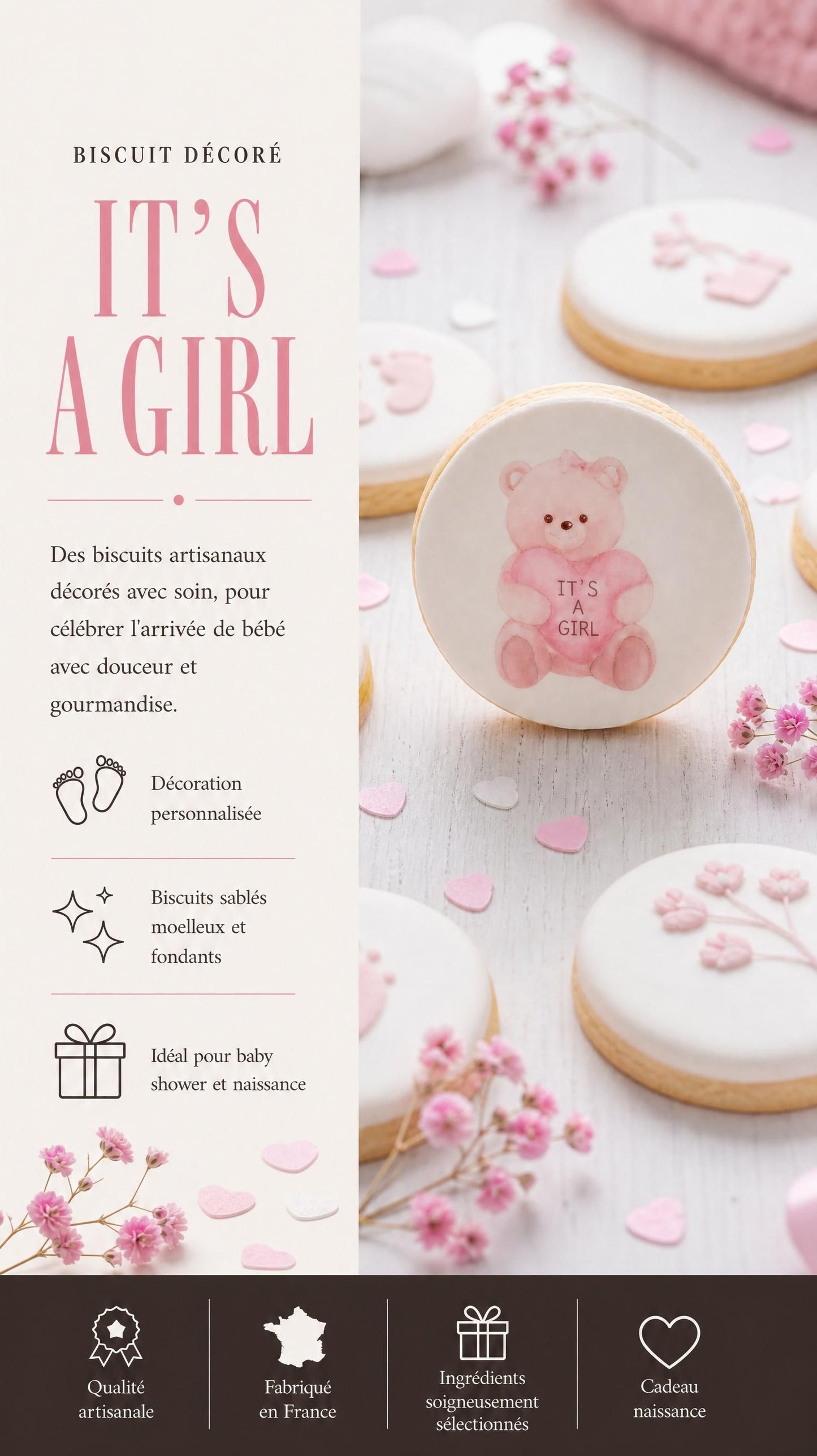Biscuits Personnalisés "C'est une fille"