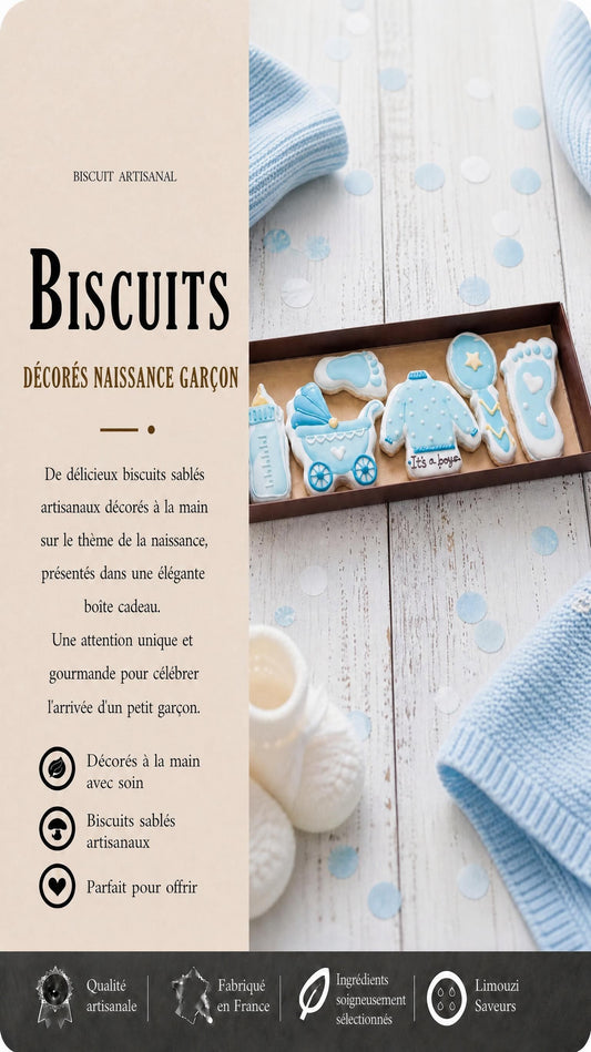 Coffret Naissance Garçon — Biscuits Personnalisés " c'est un garçon "