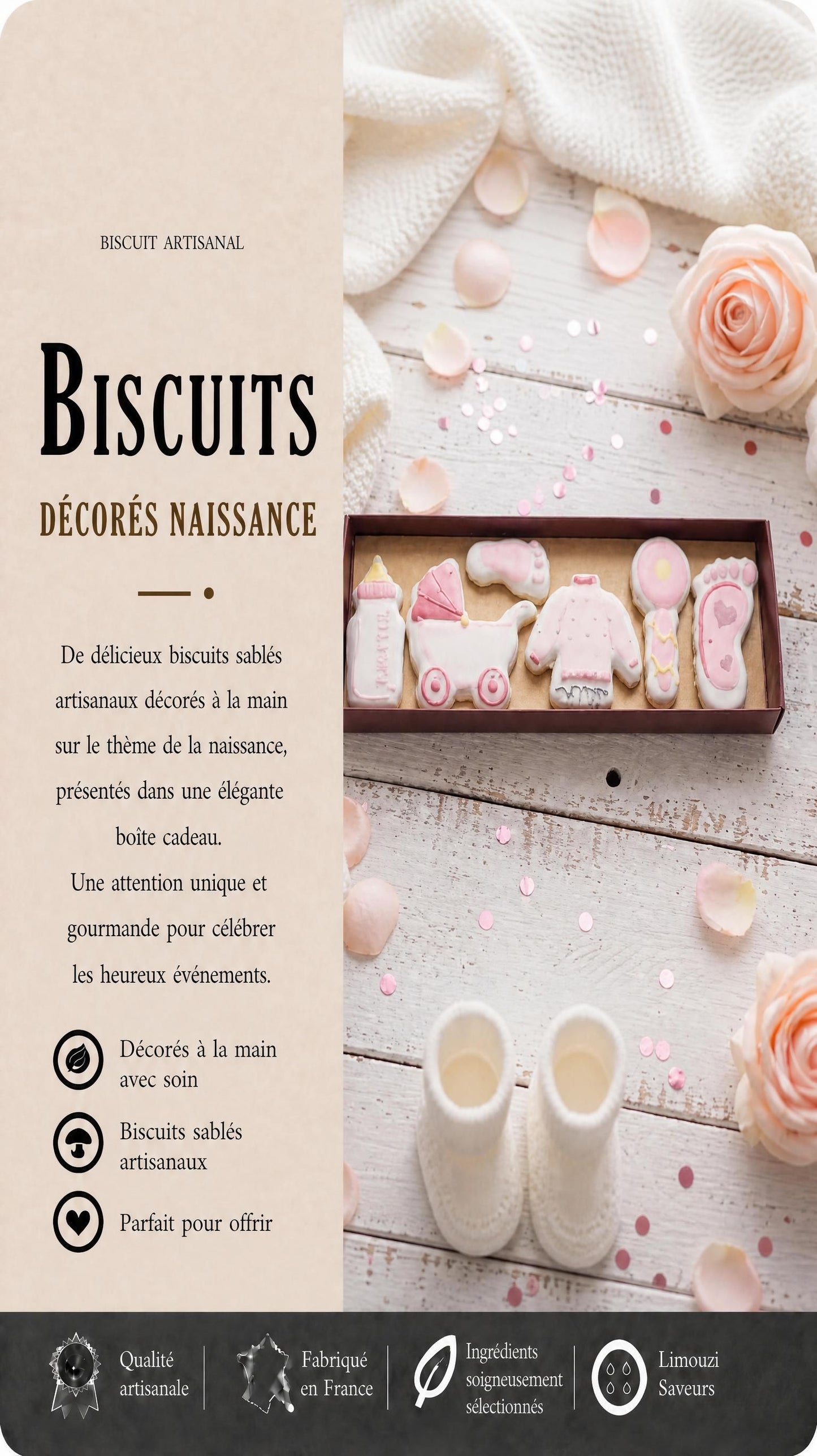 Coffret Naissance Fille — Biscuits Personnalisés " c'est une fille "
