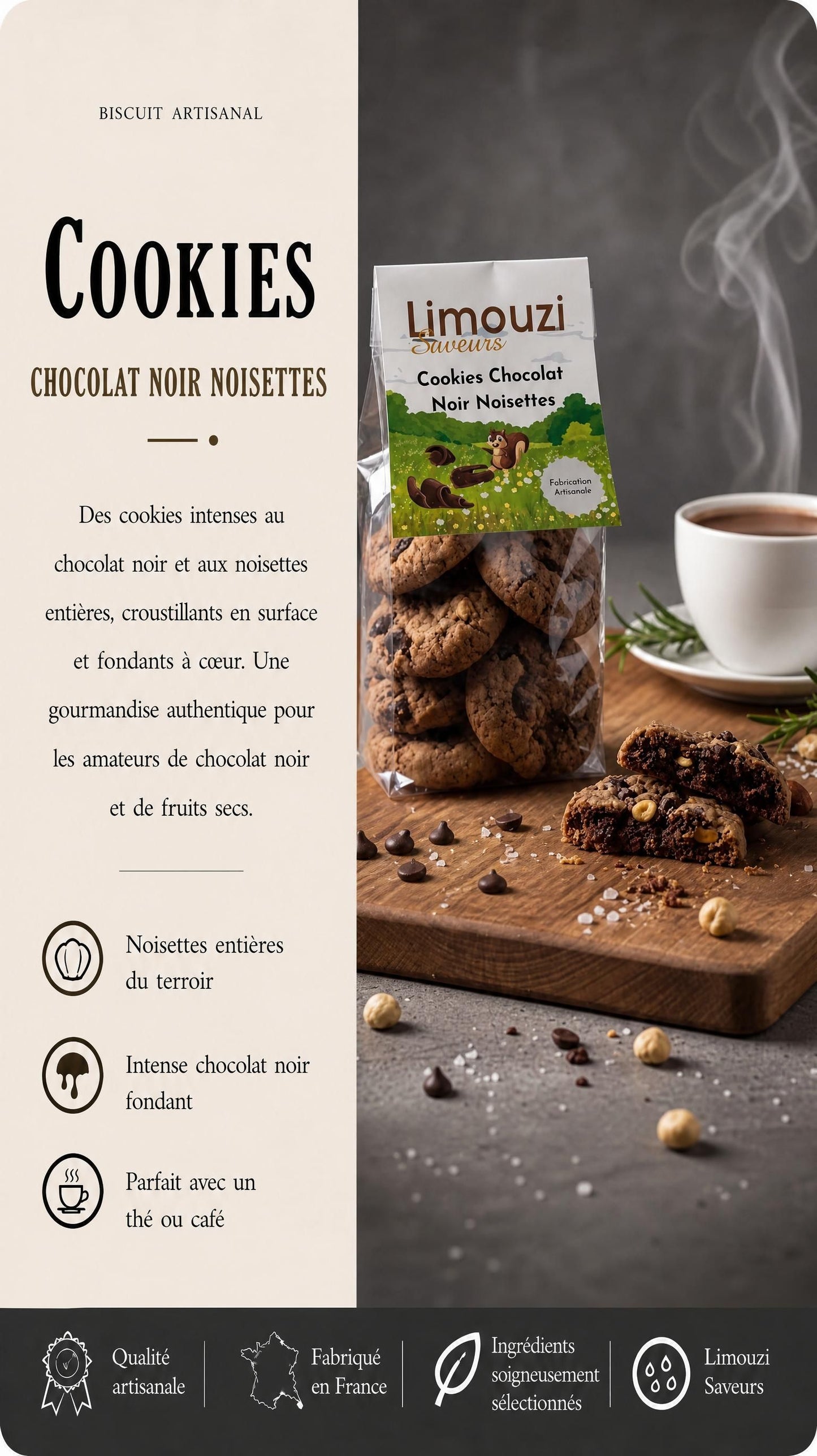 Cookie Chocolat Noir Noisette 150g
