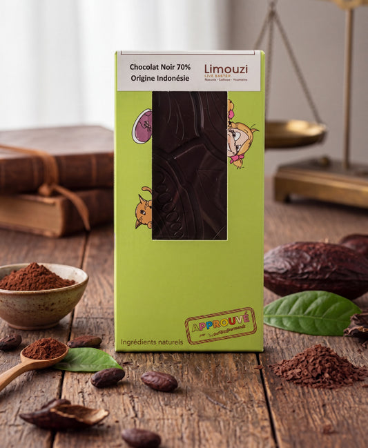 Tablettes de chocolat noir 70% origine Indonésie 100g
