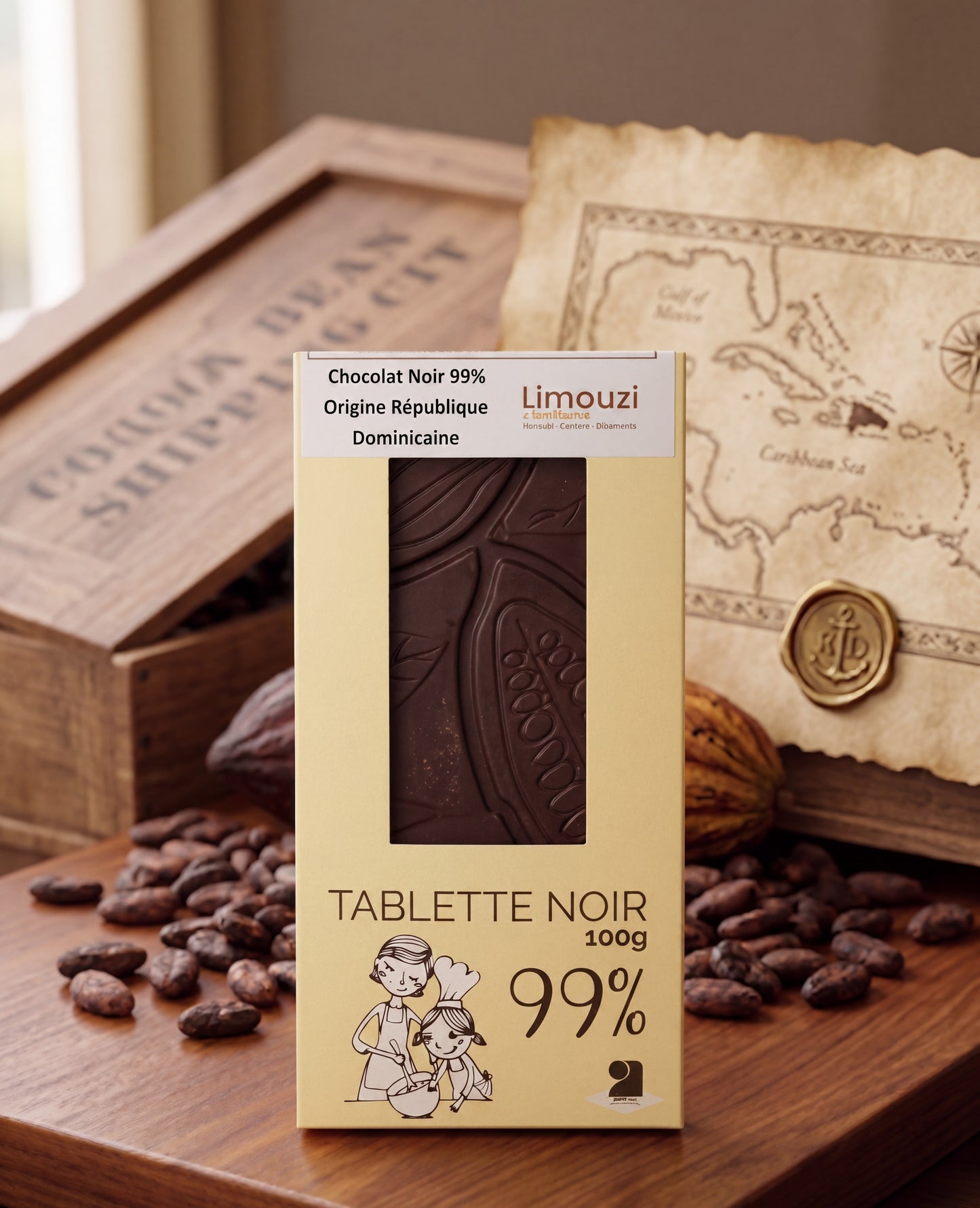 Tablettes de chocolat noir 99% origine République Doiminicaine 100g