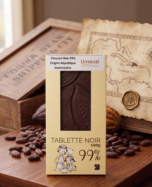 Tablettes de chocolat noir 99% origine République Doiminicaine 100g