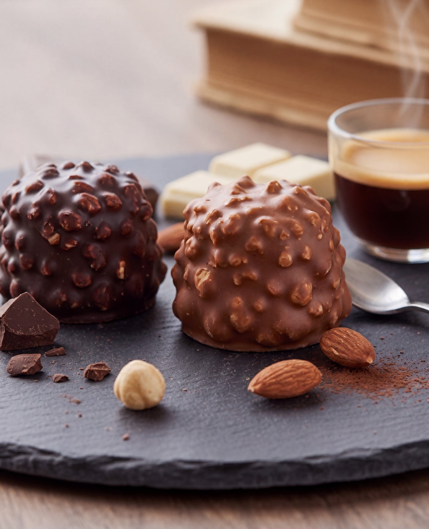 Rocher chocolat lait praliné amandes noisettes