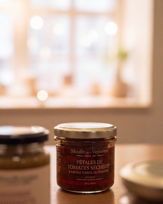 Pétales de tomates séchées a l'huile vierge de noisette