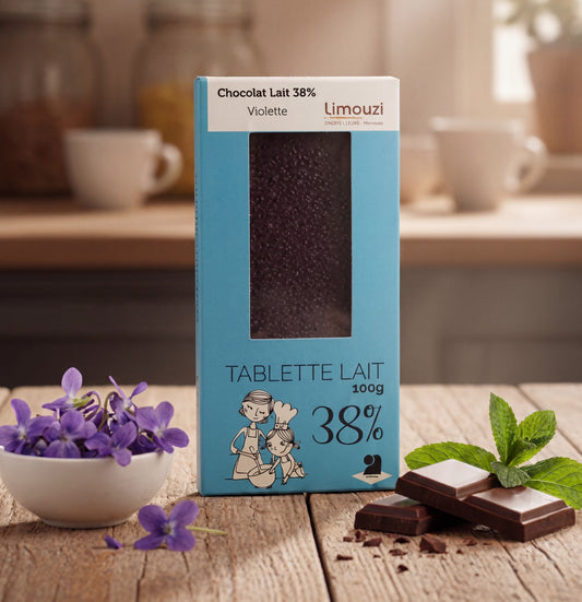 Tablettes de chocolat lait 38% violette 100g