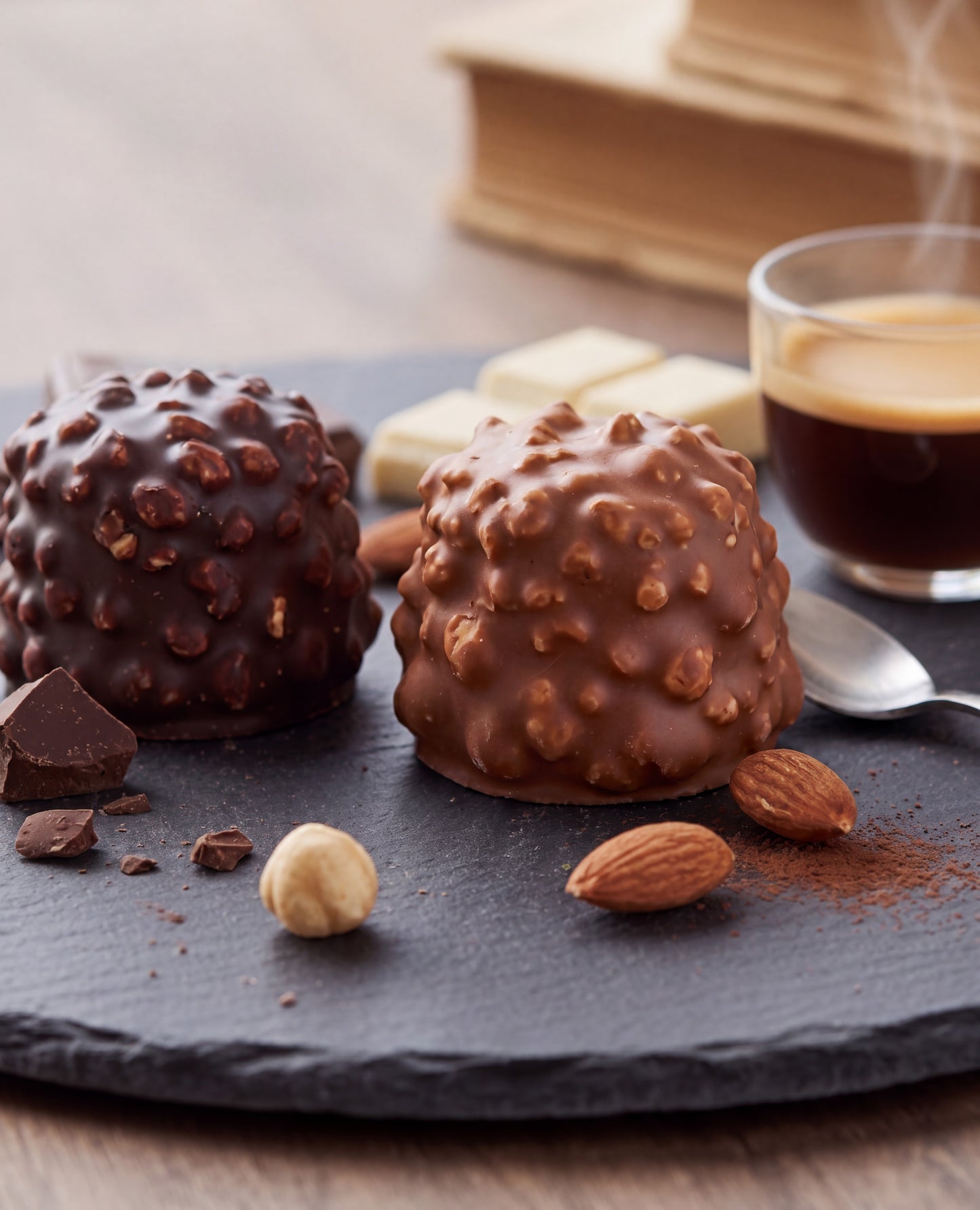 Rocher chocolat noir praliné amandes noisettes