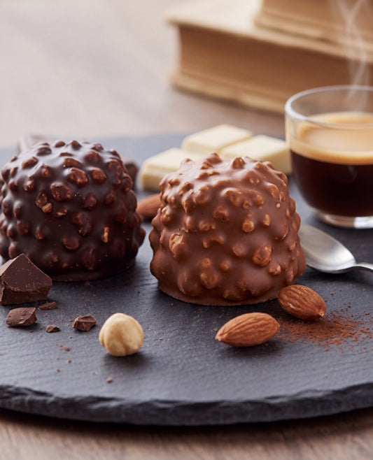 Rocher chocolat noir praliné amandes noisettes