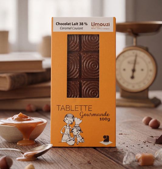 Tablettes de chocolat lait 38% caramel coulant 100g