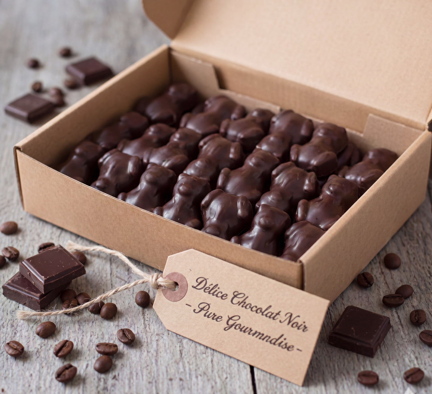 Boite de 54 oursons guimauve chocolat noir