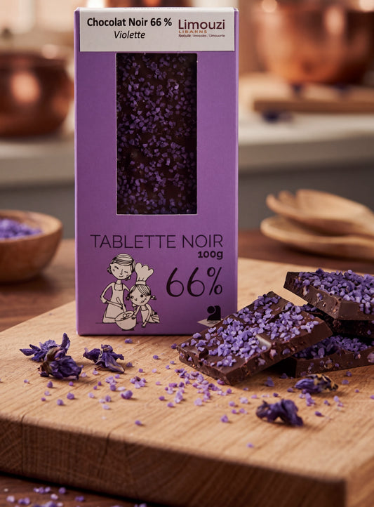 Tablettes de chocolat noir 66% violette 100g