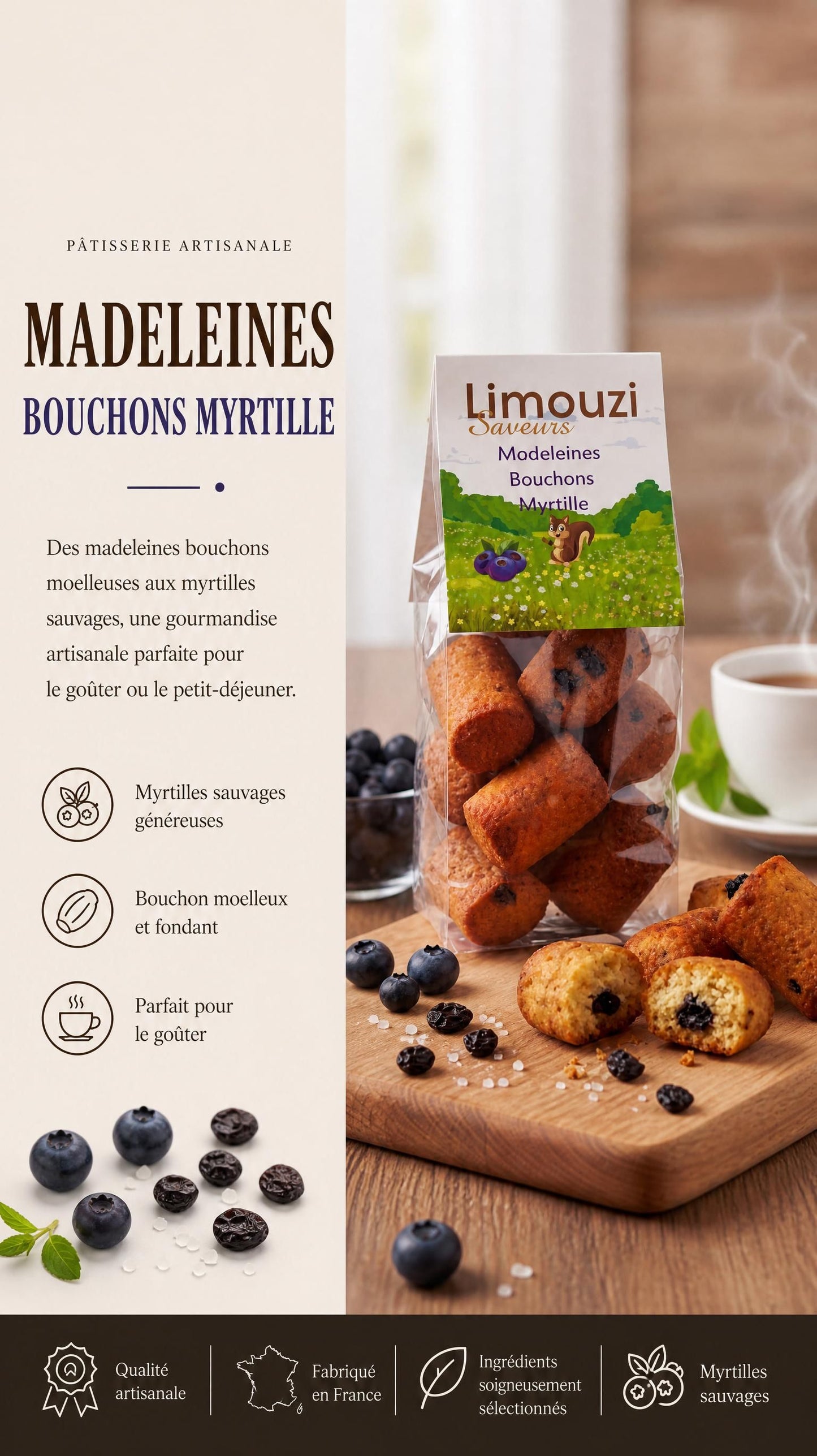 Madeleine Bouchon Myrtille 150G
