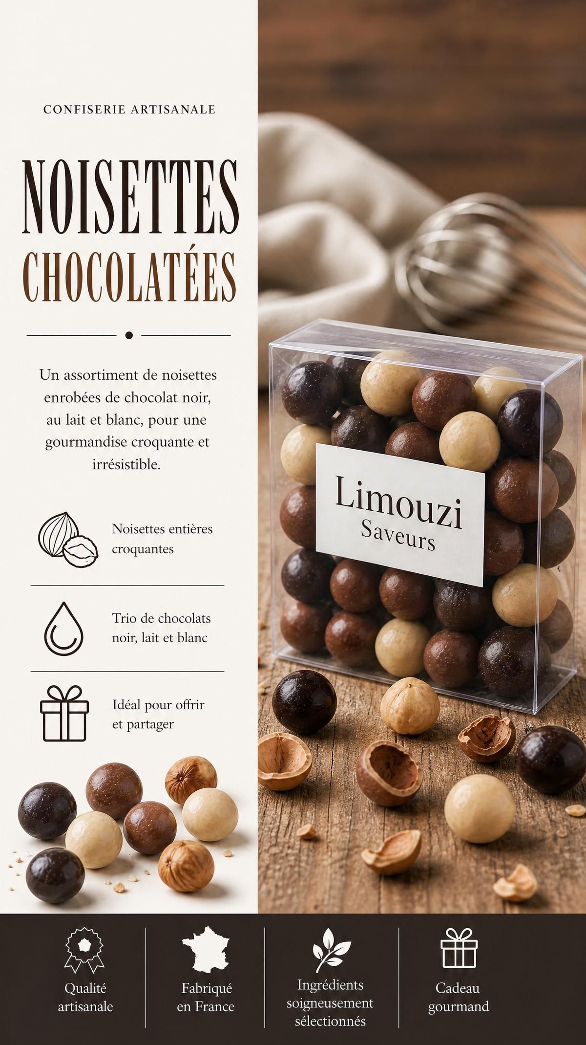 Noisettes enrobées de Chocolat 100g
