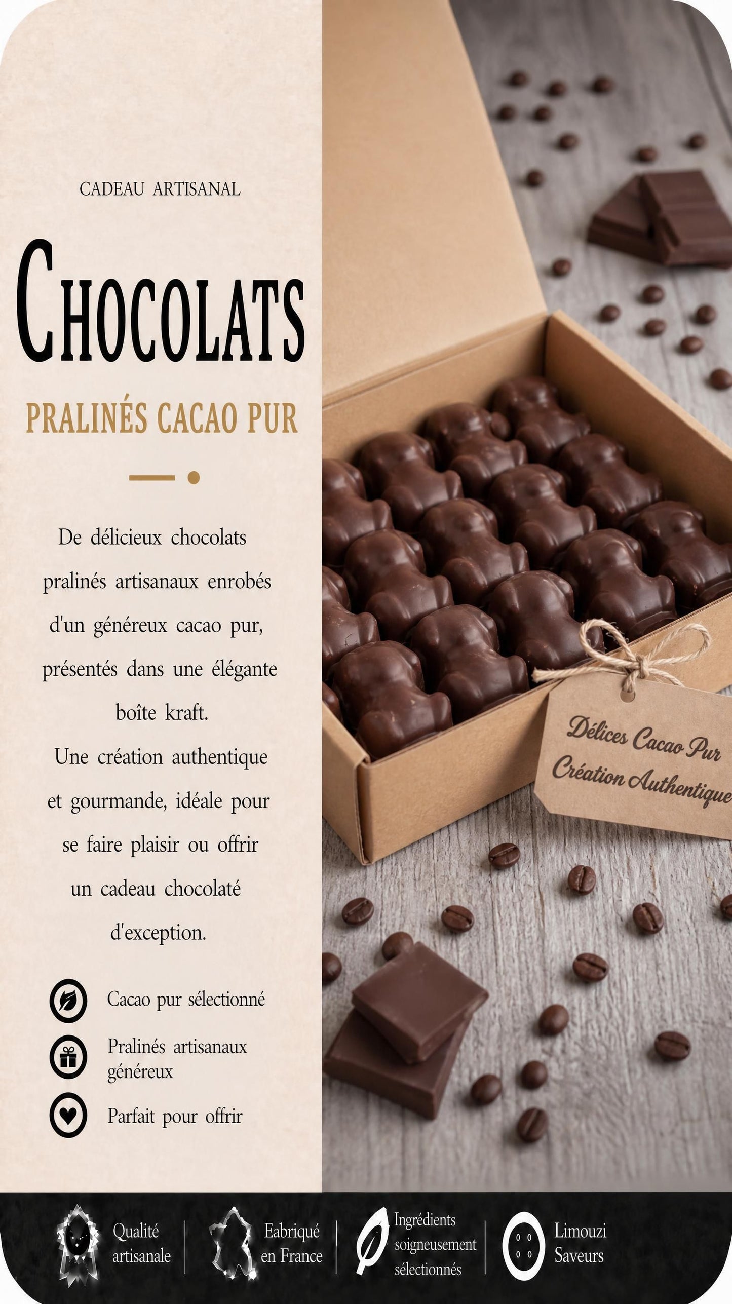 Boîte de 54 Oursons Guimauve Chocolat Noir