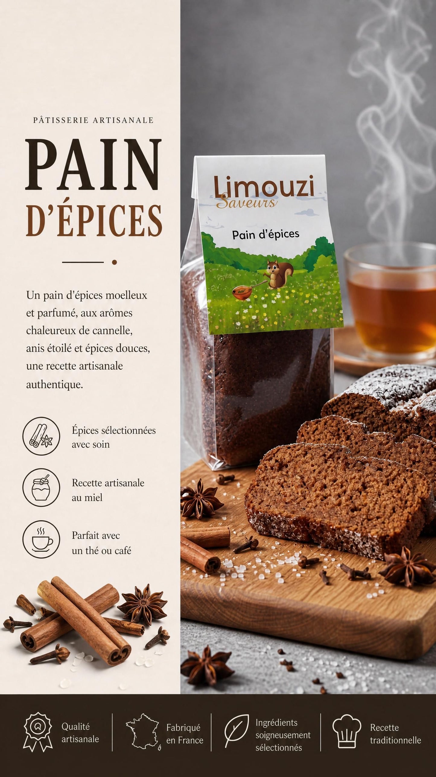 Pain d'Épices Artisanal Limouzi Saveurs 120g