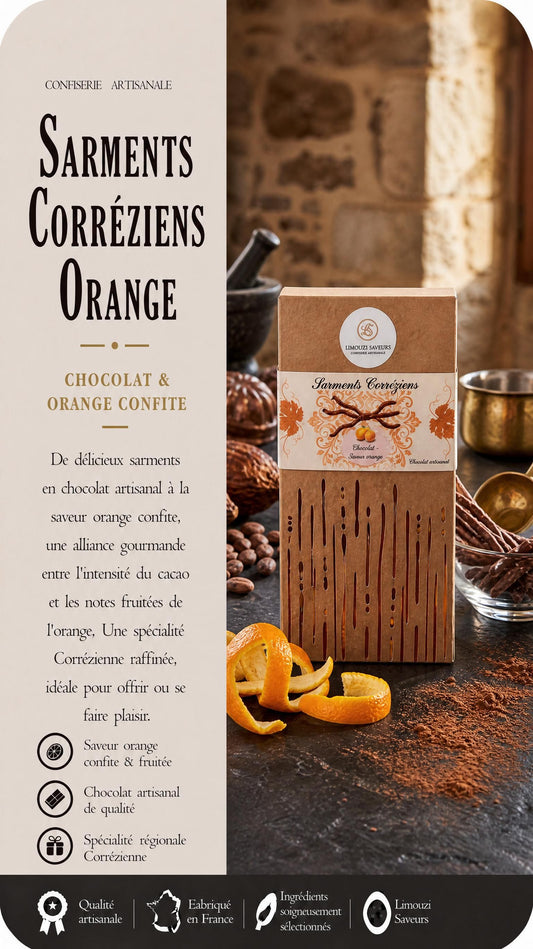 Sarments Corréziens Orange — Chocolat au Lait 38% 80g